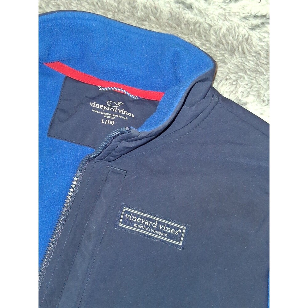 Vineyard Vines Shep Shirt Boys Fleece Full Zip Jacket Blue/Navy L (16)